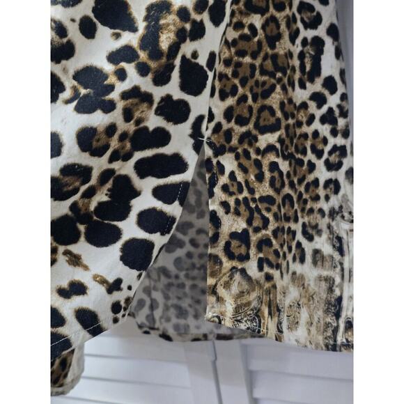 Chico’s Effortless Andie Animal-Print Shirt Button Front Cotton Long Sleeve Medi - Picture 6 of 7